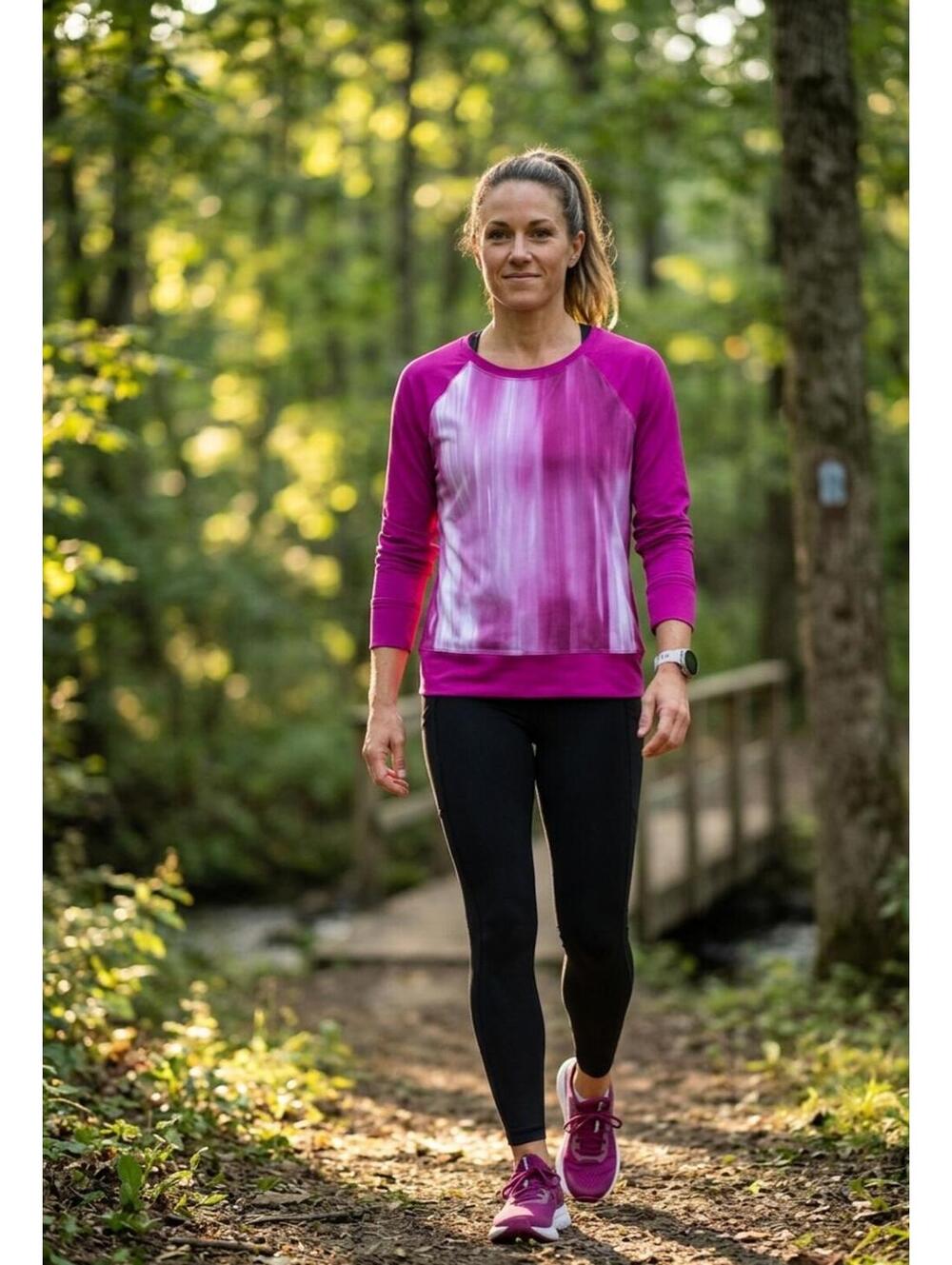 Under Armour Womens Magenta Purple Abstract Graphic Raglan Long Sleeve Top M